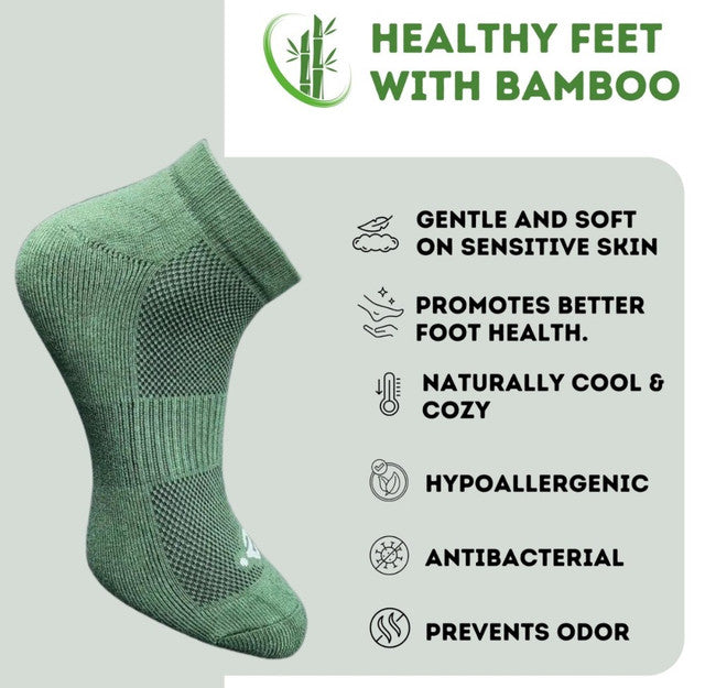 Pack of 3 Unisex Bamboo Blend Solid Low Cut Socks (Olive, Off White)