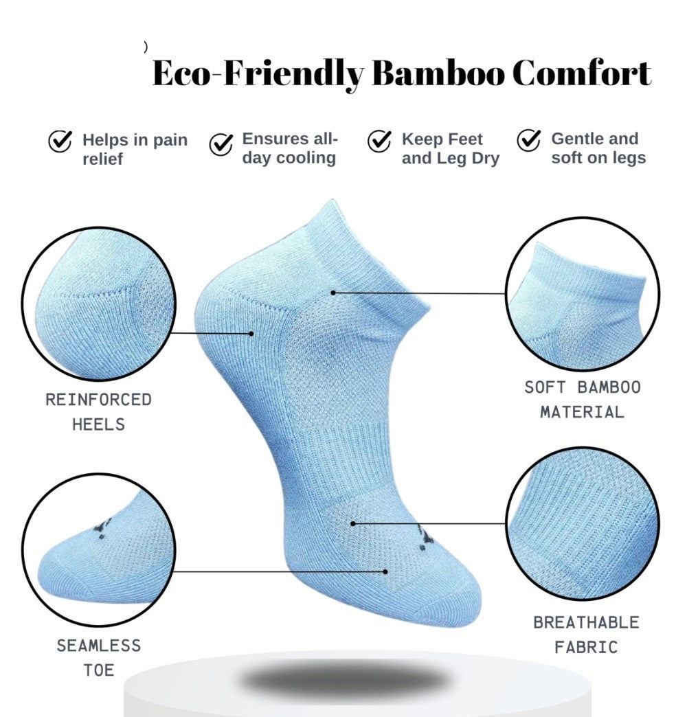 Pack of 3 Unisex Bamboo Blend Solid Low Cut Socks (Multicolor)