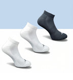 Pack of 3 Unisex Bamboo Blend Solid Low Cut Socks (Off White, Black)