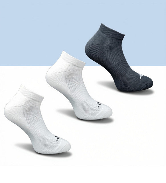 Pack of 3 Unisex Bamboo Blend Solid Low Cut Socks (Off White, Black)