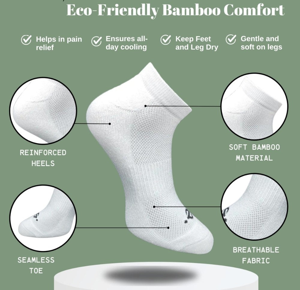 Pack of 3 Unisex Bamboo Blend Solid Low Cut Socks (Multicolor)