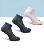 Pack of 3 Unisex Bamboo Blend Solid Low Cut Socks (Black, Light Peach)