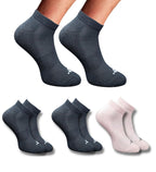Pack of 3 Unisex Bamboo Blend Solid Low Cut Socks (Black, Light Peach)