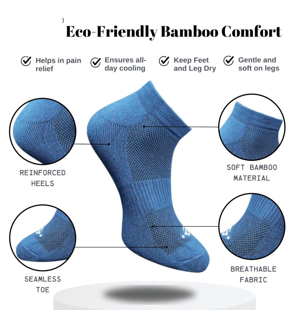 Pack of 3 Unisex Bamboo Blend Solid Low Cut Socks (Olive, Navy Blue)