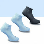 Pack of 3 Unisex Bamboo Blend Solid Low Cut Socks (Sky Blue, Black)