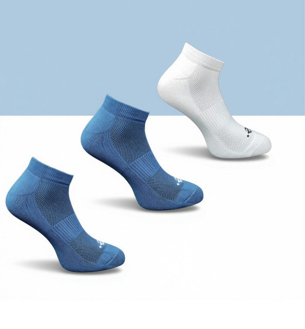 Pack of 3 Unisex Bamboo Blend Solid Low Cut Socks (Navy Blue, Off White)