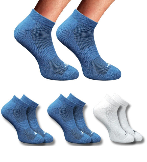 Pack of 3 Unisex Bamboo Blend Solid Low Cut Socks (Navy Blue, Off White)