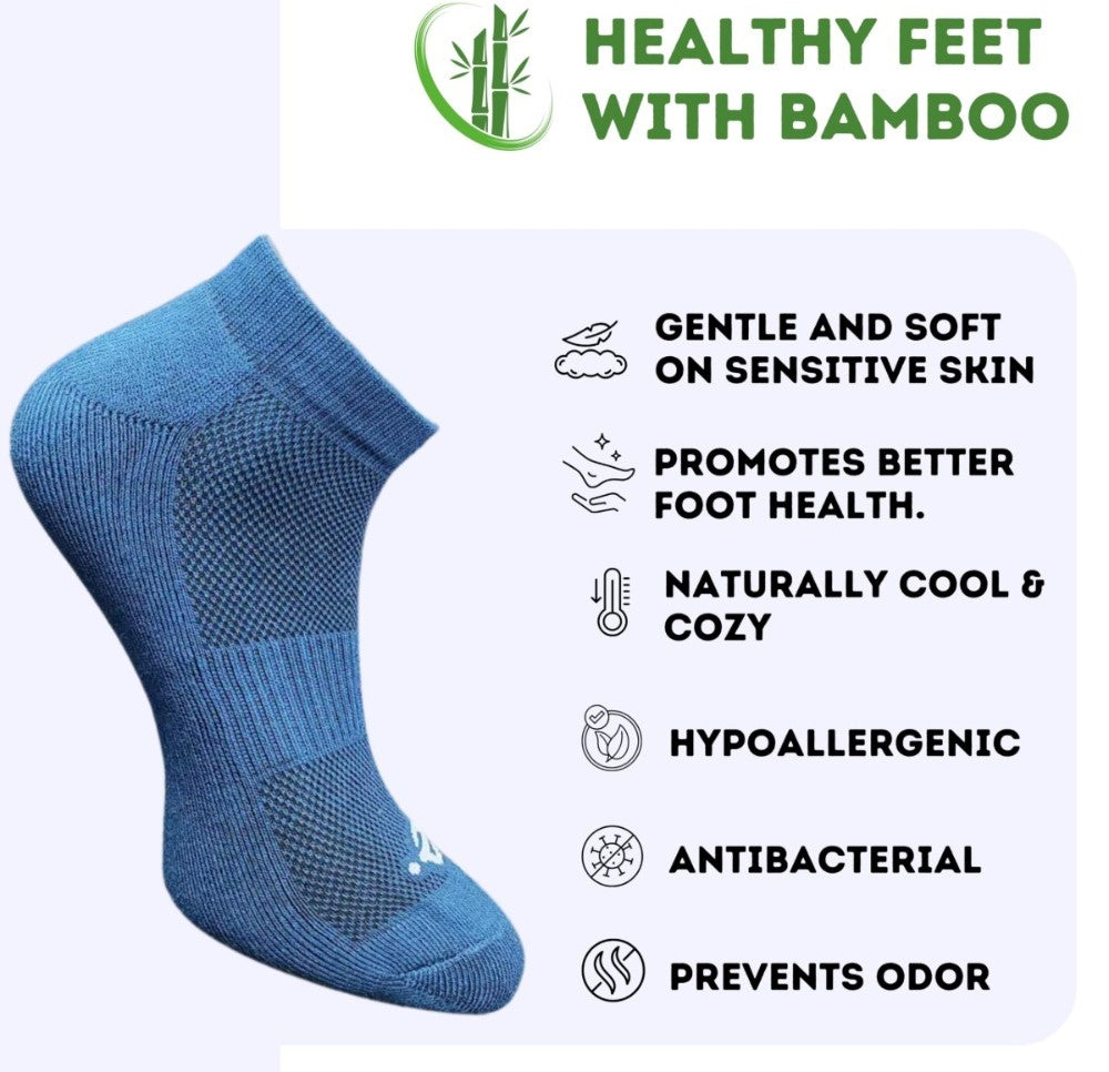 Pack of 3 Unisex Bamboo Blend Solid Low Cut Socks (Navy Blue, Off White)