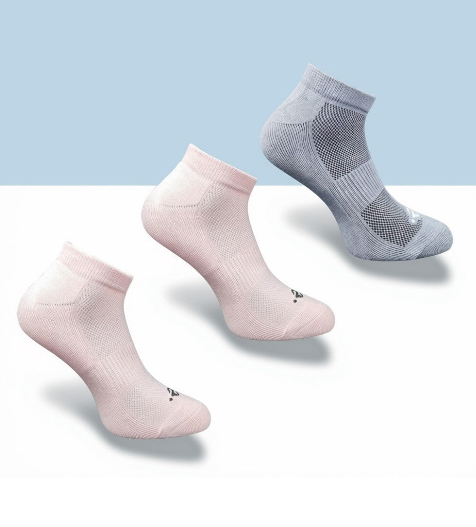 Pack of 3 Unisex Bamboo Blend Solid Low Cut Socks (Light Peach, Dark Grey)