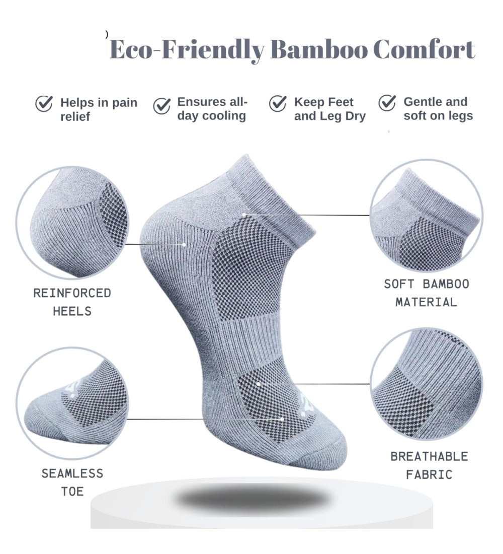 Pack of 3 Unisex Bamboo Blend Solid Low Cut Socks (Light Peach, Dark Grey)
