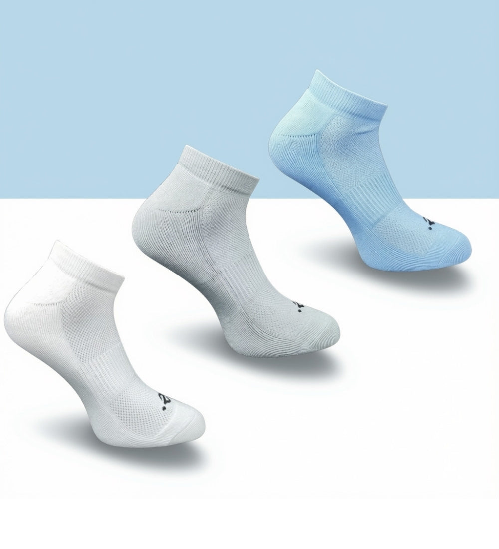 Pack of 3 Unisex Bamboo Blend Solid Low Cut Socks (Multicolor)