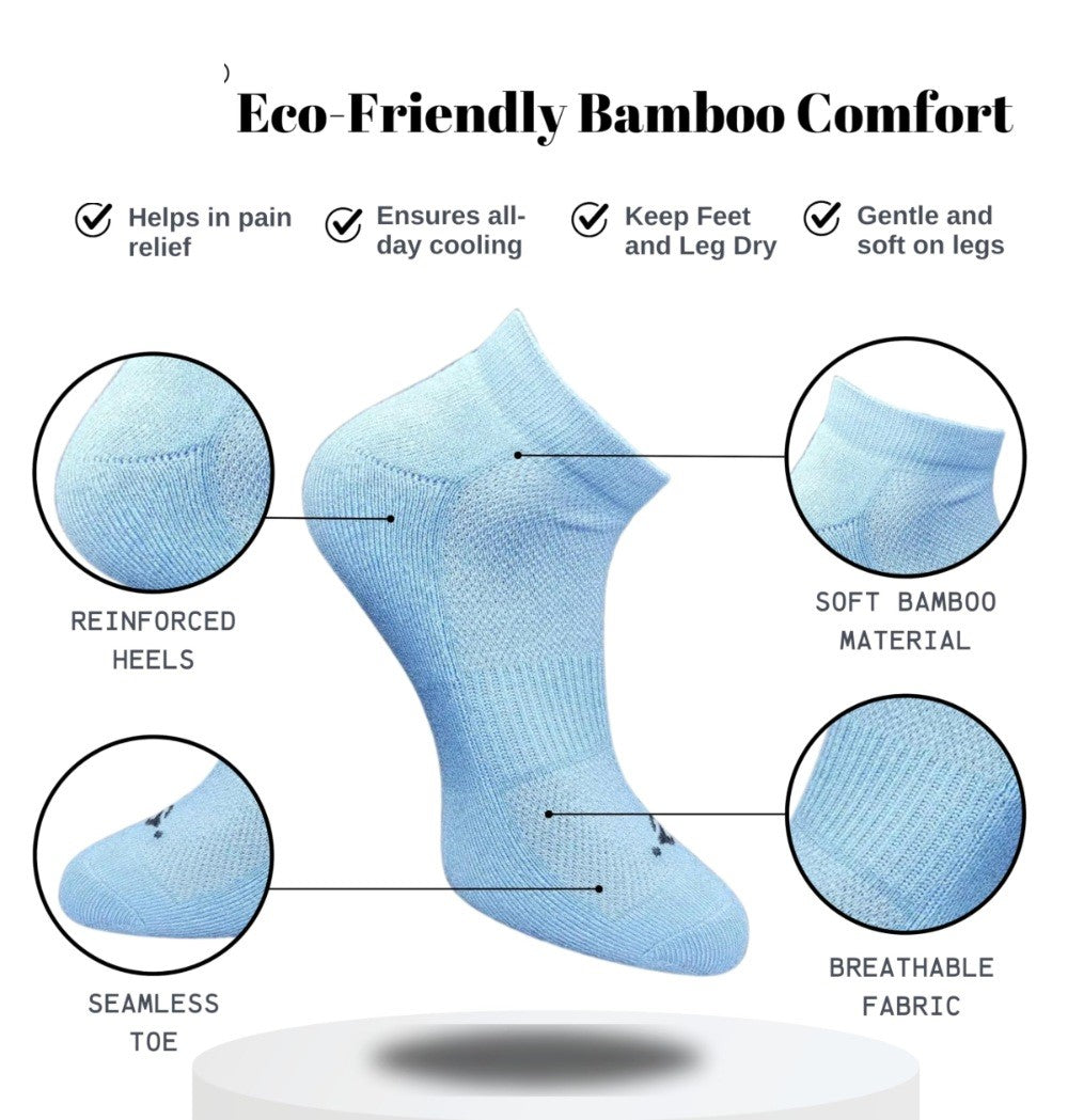 Pack of 3 Unisex Bamboo Blend Solid Low Cut Socks (Multicolor)