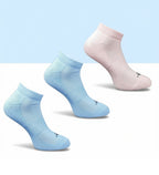 Pack of 3 Unisex Bamboo Blend Solid Low Cut Socks (Sky Blue, Light Peach)