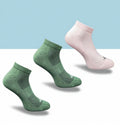 Pack of 3 Unisex Bamboo Blend Solid Low Cut Socks (Olive, Light Peach)