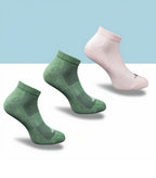 Pack of 3 Unisex Bamboo Blend Solid Low Cut Socks (Olive, Light Peach)