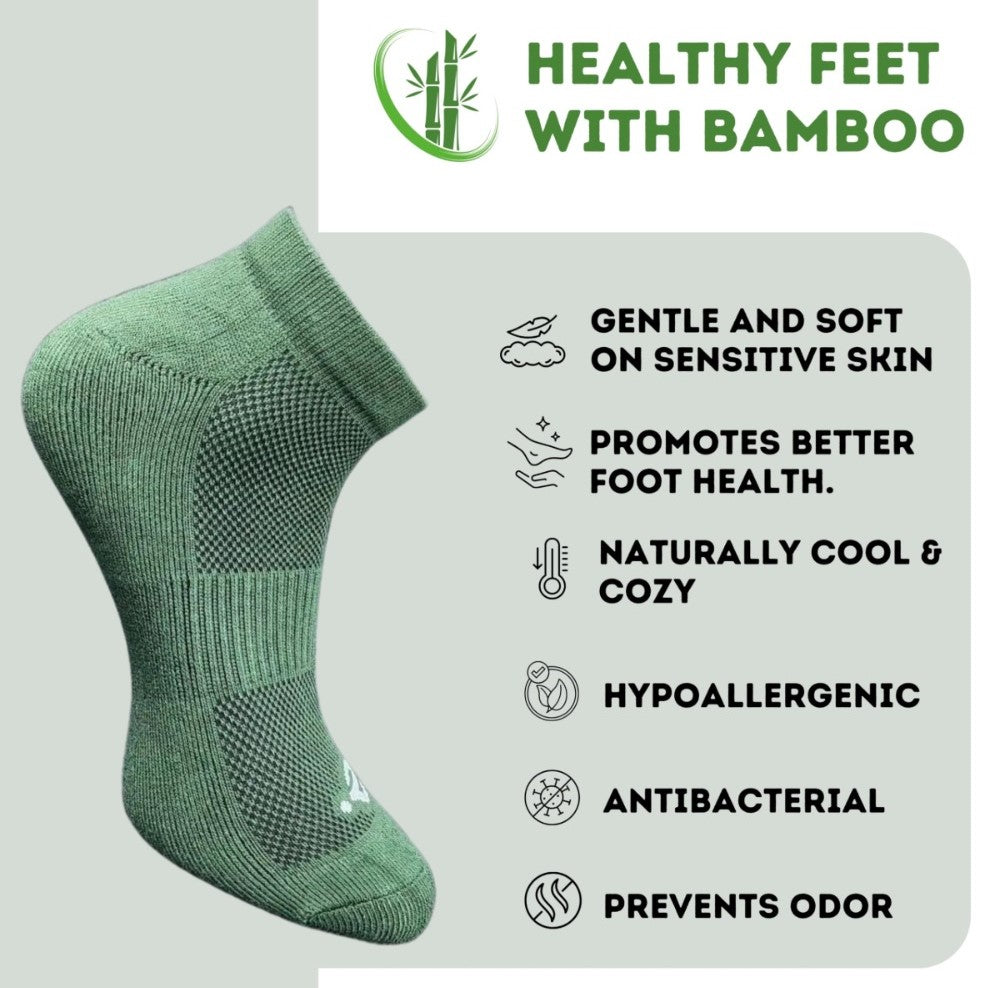 Pack of 3 Unisex Bamboo Blend Solid Low Cut Socks (Olive, Light Peach)
