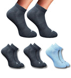 Pack of 3 Unisex Bamboo Blend Solid Low Cut Socks (Black, Sky Blue)