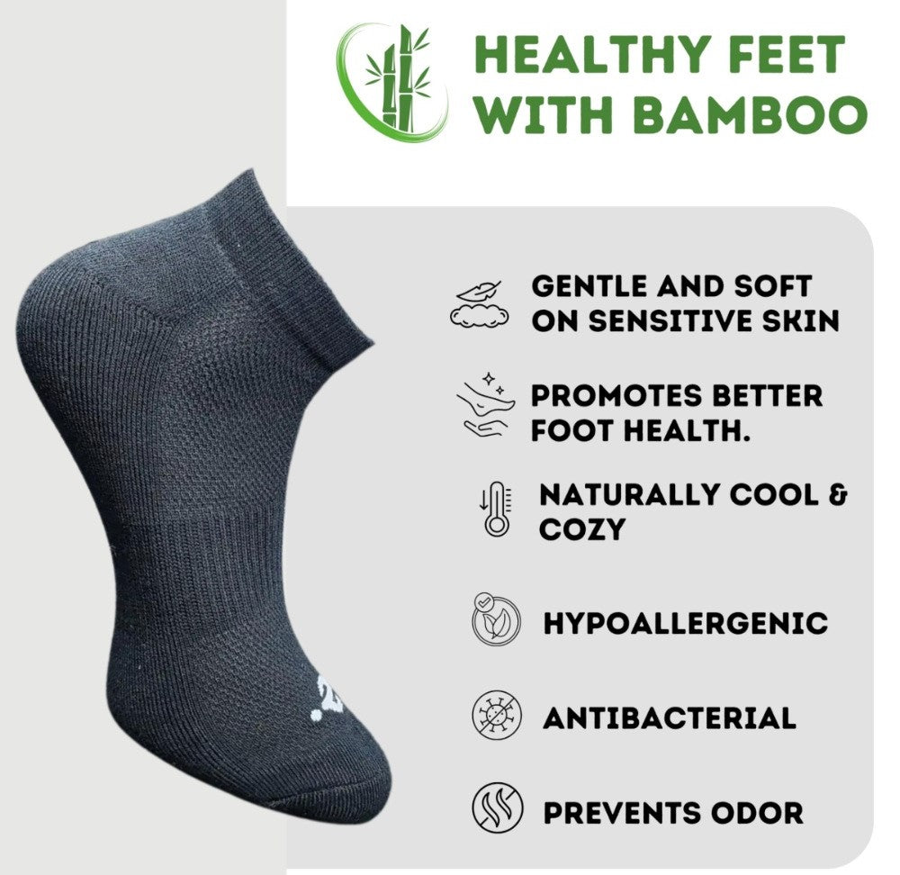 Pack of 3 Unisex Bamboo Blend Solid Low Cut Socks (Black, Sky Blue)