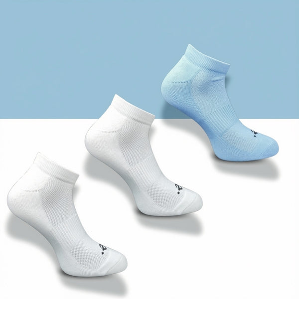 Pack of 3 Unisex Bamboo Blend Solid Low Cut Socks (Off White, Sky Blue)
