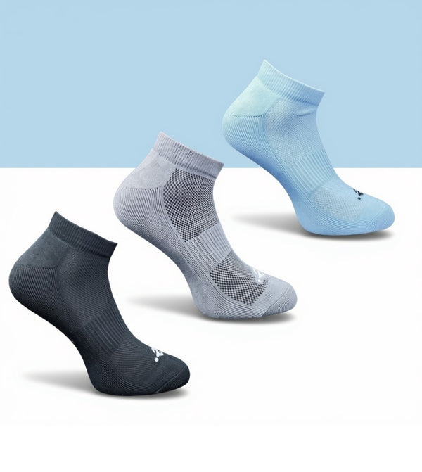 Pack of 3 Unisex Bamboo Blend Solid Low Cut Socks (Multicolor)