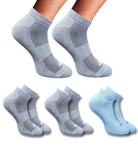 Pack of 3 Unisex Bamboo Blend Solid Low Cut Socks (Dark Grey, Sky Blue)