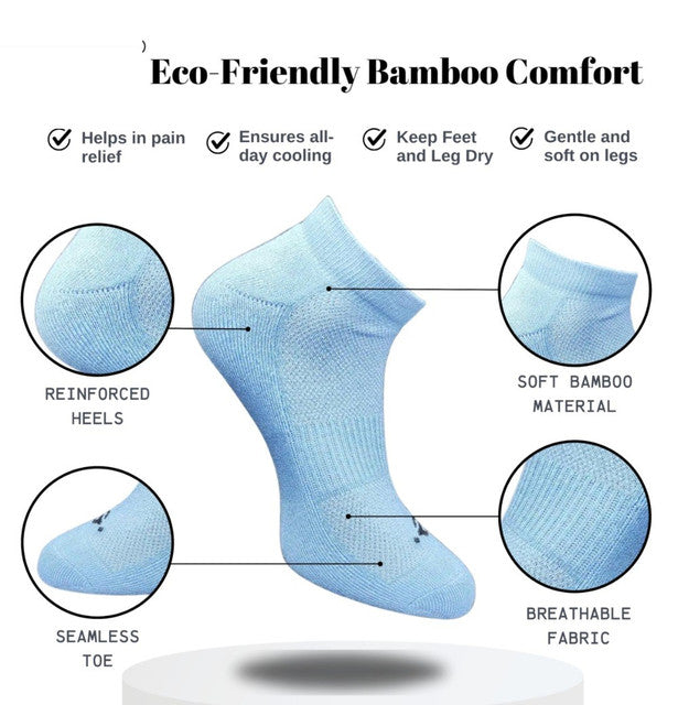 Pack of 3 Unisex Bamboo Blend Solid Low Cut Socks (Dark Grey, Sky Blue)