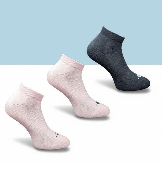 Pack of 3 Unisex Bamboo Blend Solid Low Cut Socks ( Light Peach, Black)