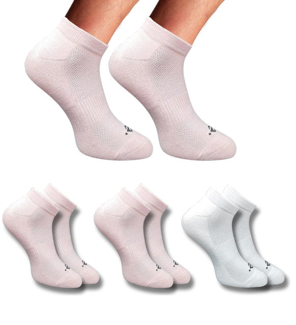 Pack of 3 Unisex Bamboo Blend Solid Low Cut Socks (Light Peach, Off White)