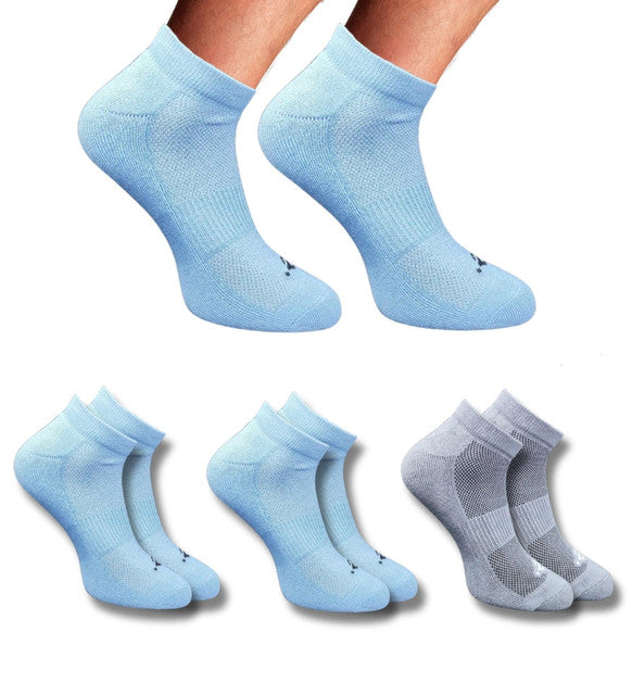 Pack of 3 Unisex Bamboo Blend Solid Low Cut Socks (Sky Blue, Dark Grey)
