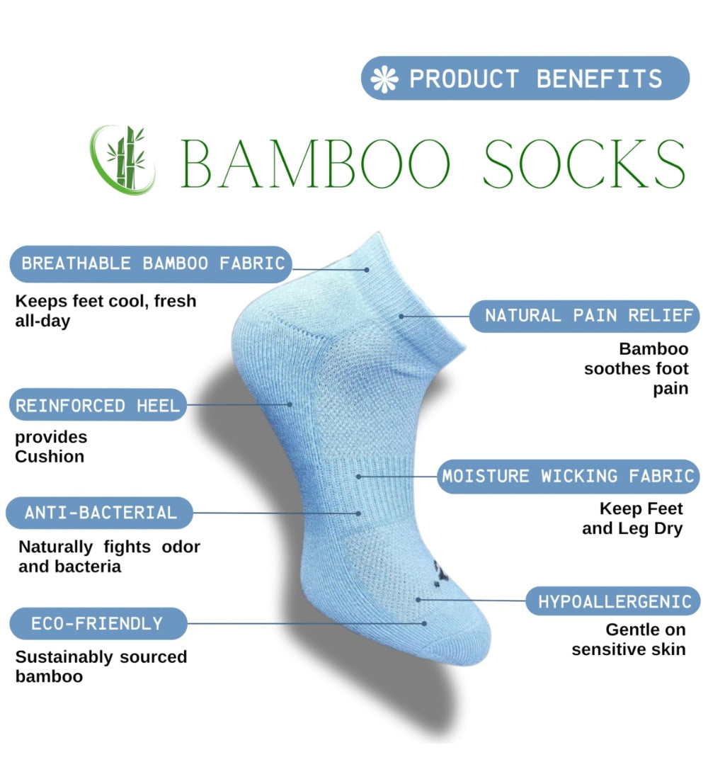 Pack of 3 Unisex Bamboo Blend Solid Low Cut Socks (Sky Blue, Black)