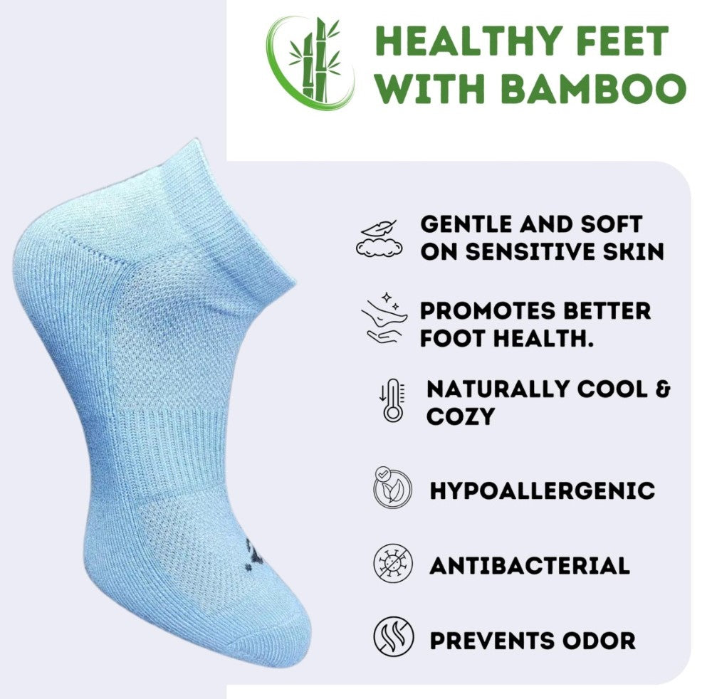 Pack of 3 Unisex Bamboo Blend Solid Low Cut Socks (Sky Blue, Black)