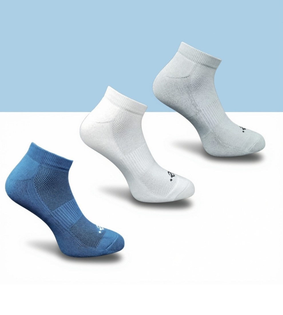 Pack of 3 Unisex Bamboo Blend Solid Low Cut Socks (Multicolor)