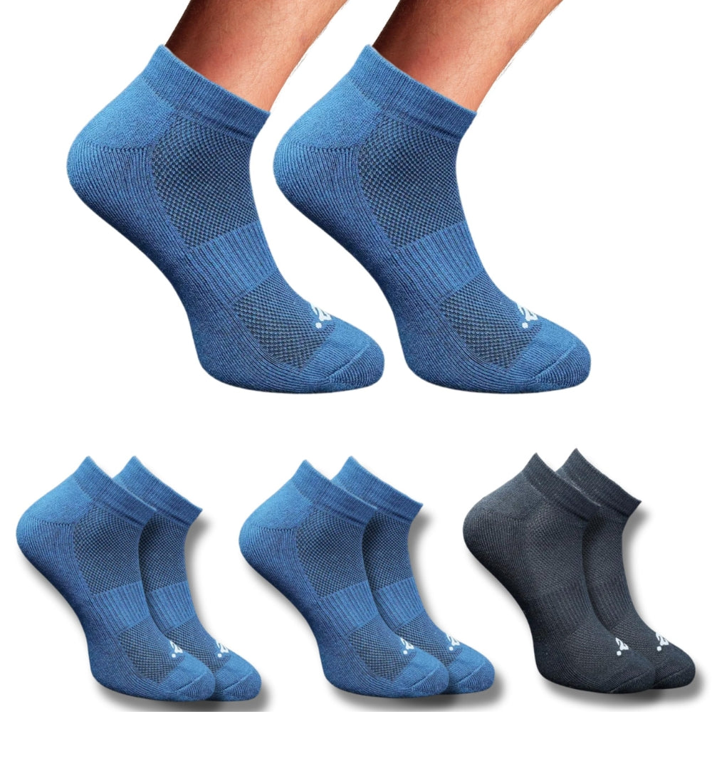 Pack of 3 Unisex Bamboo Blend Solid Low Cut Socks (Navy Blue, Black)