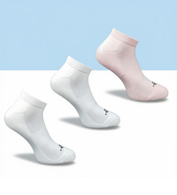 Pack of 3 Unisex Bamboo Blend Solid Low Cut Socks (Off White, Light Peach)