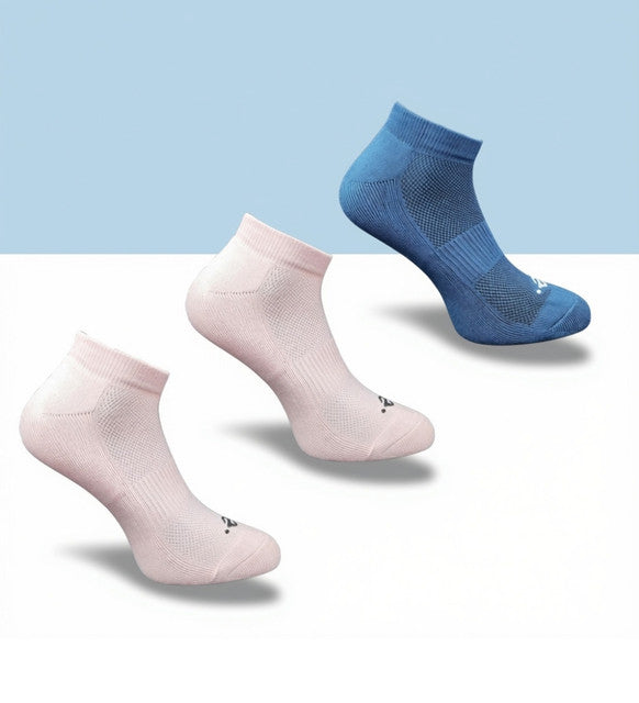 Pack of 3 Unisex Bamboo Blend Solid Low Cut Socks (Light Peach, Navy Blue)