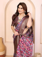 Women's Cotton Silk Kalamkari Printed Saree With Unstitched Blouse - 5.5 Mtr (Multicolor)